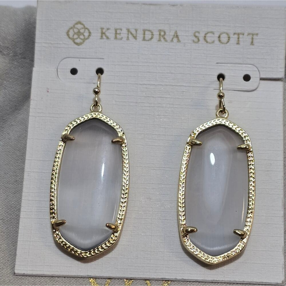 Kendra Elle Slate Grey Cats Eye And Gold Plated‎ Earrings New